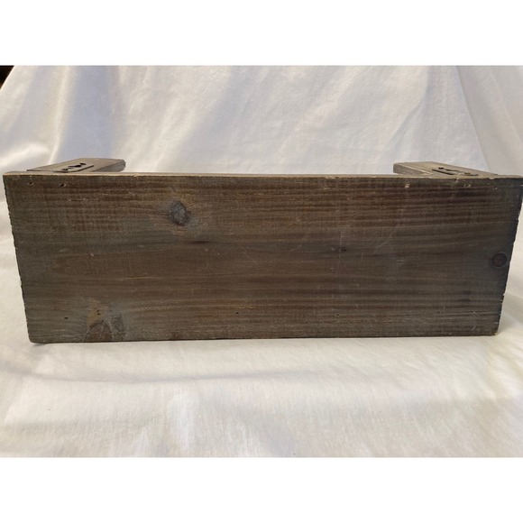 Rustic Wood & Corrugated Metal Wall Shelf Farmhouse Decor Storage - Picture 8 of 8